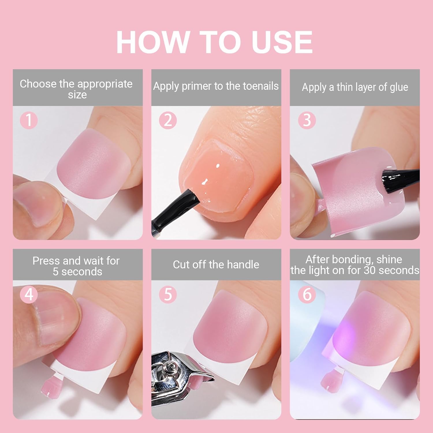 French Tips Toe Nail Press Ons