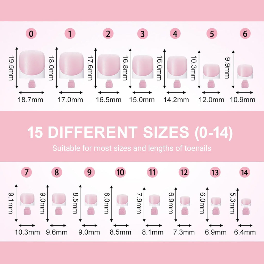 French Tips Toe Nail Press Ons