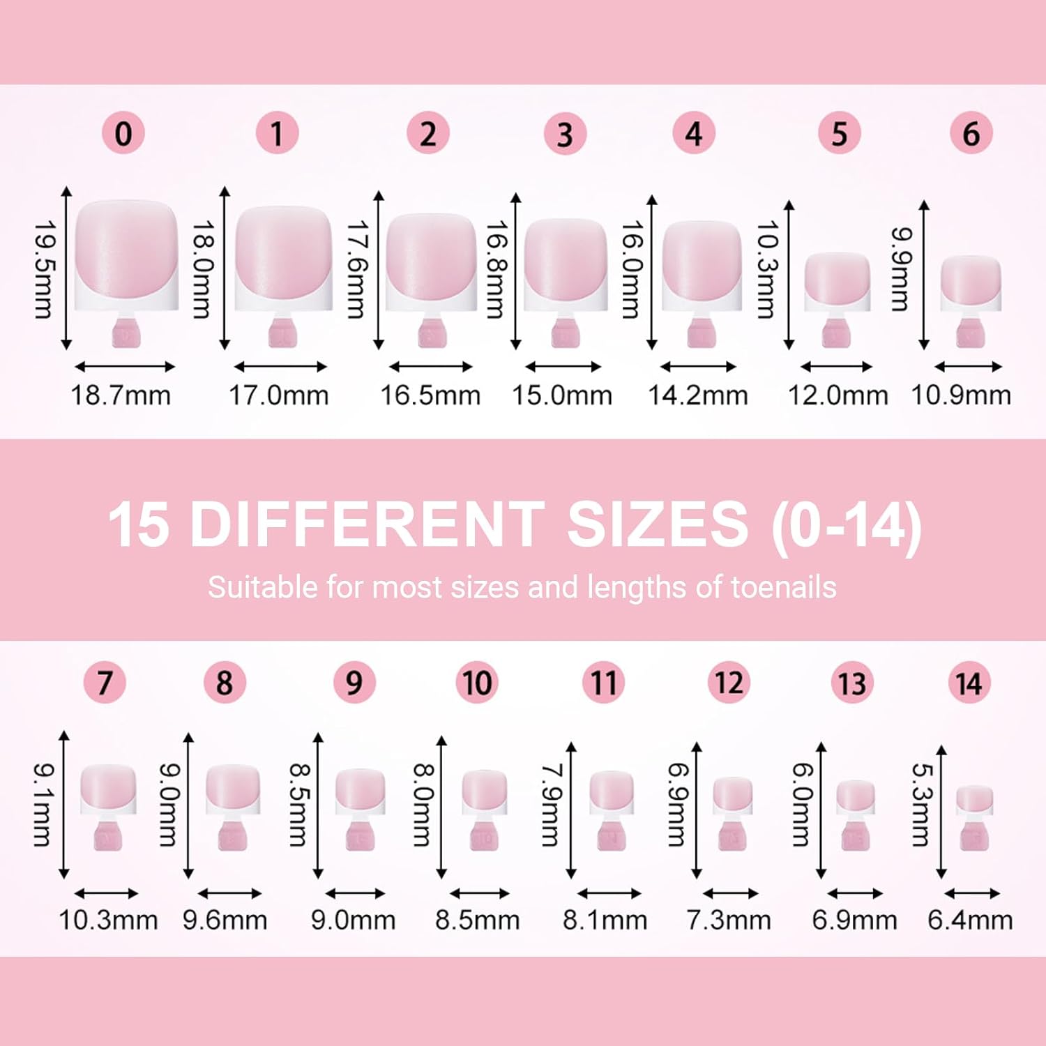 French Tips Toe Nail Press Ons