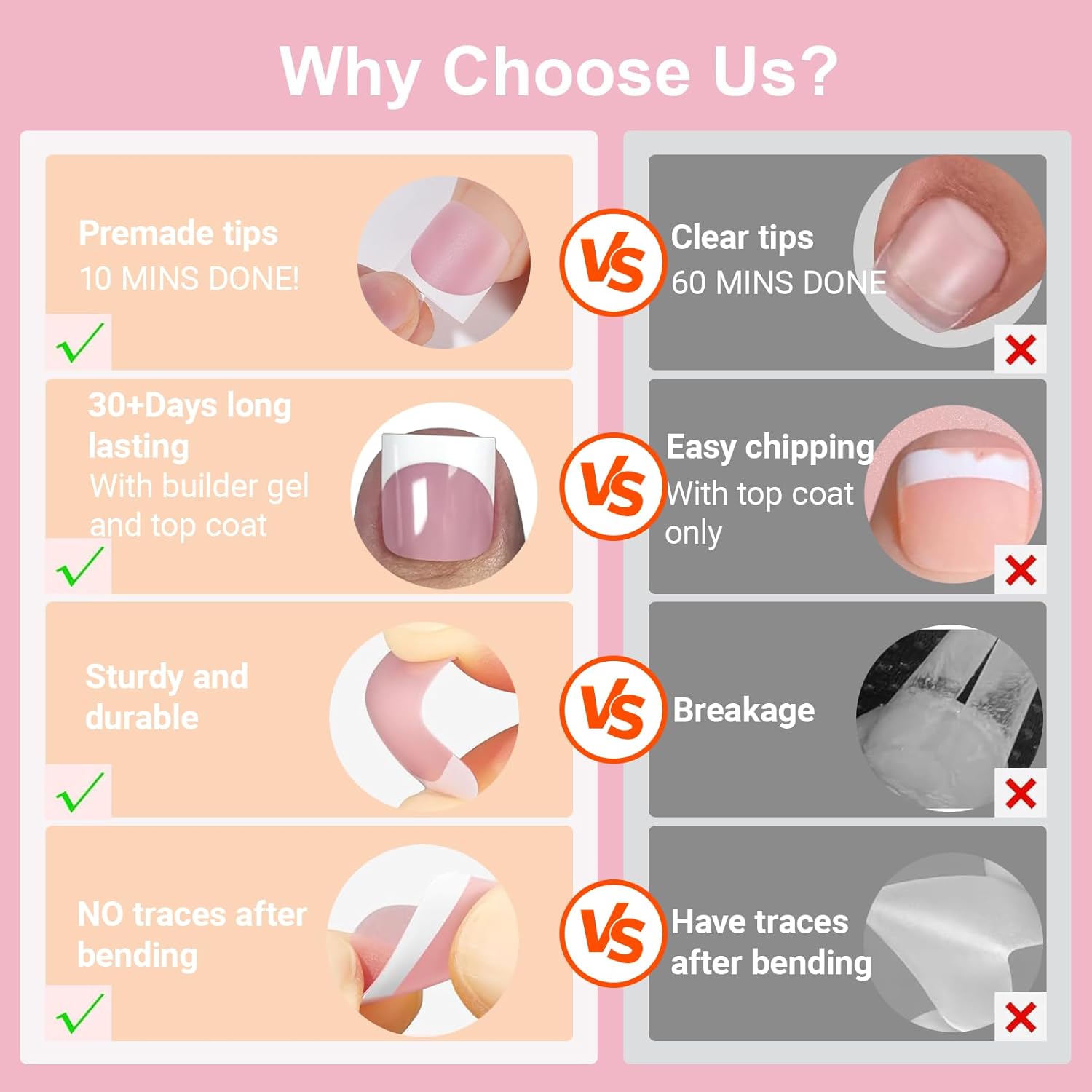 French Tips Toe Nail Press Ons