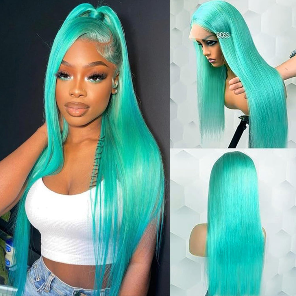 Mint Green Silky Wig