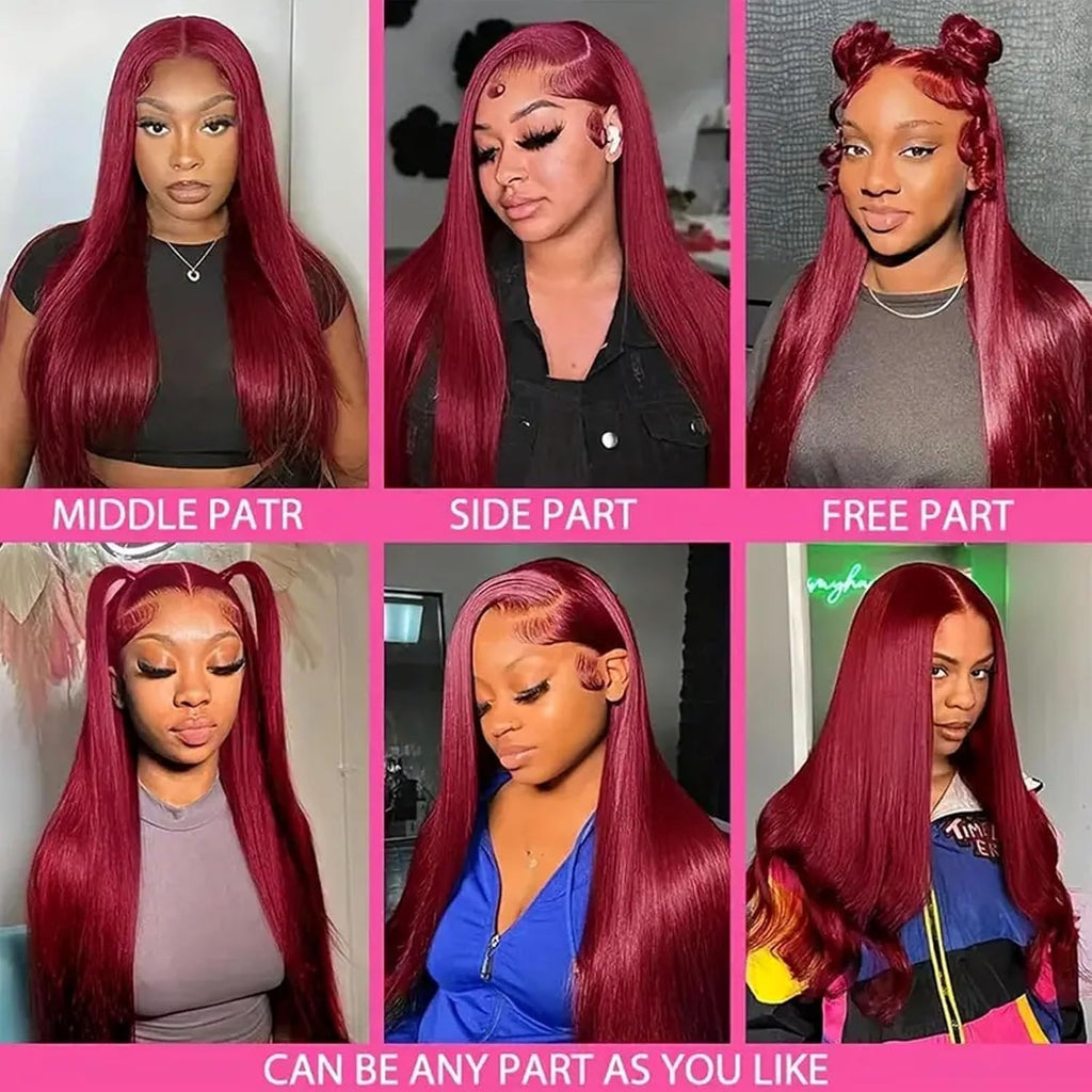 Silky Burgundy Glam Wig