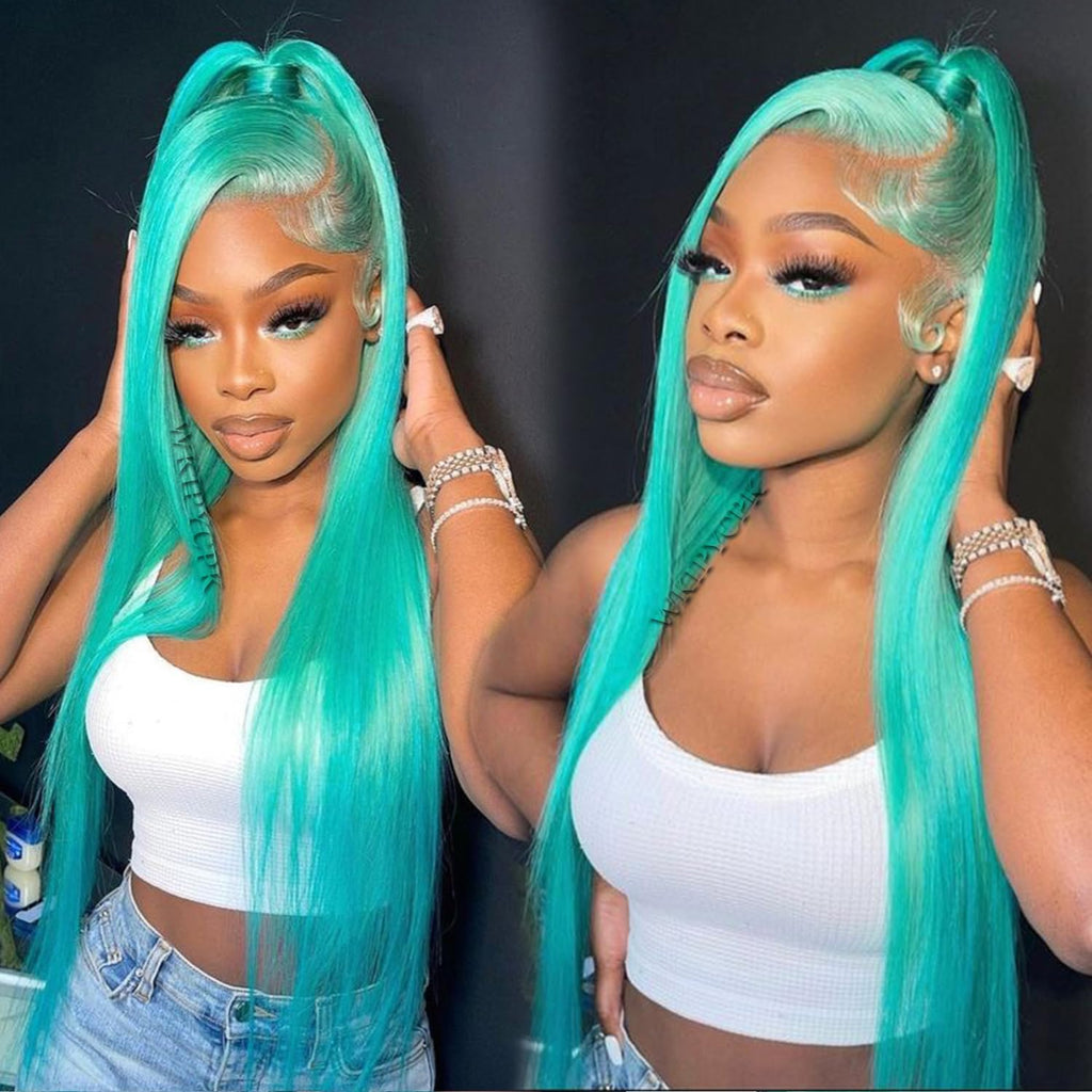 Mint Green Silky Wig