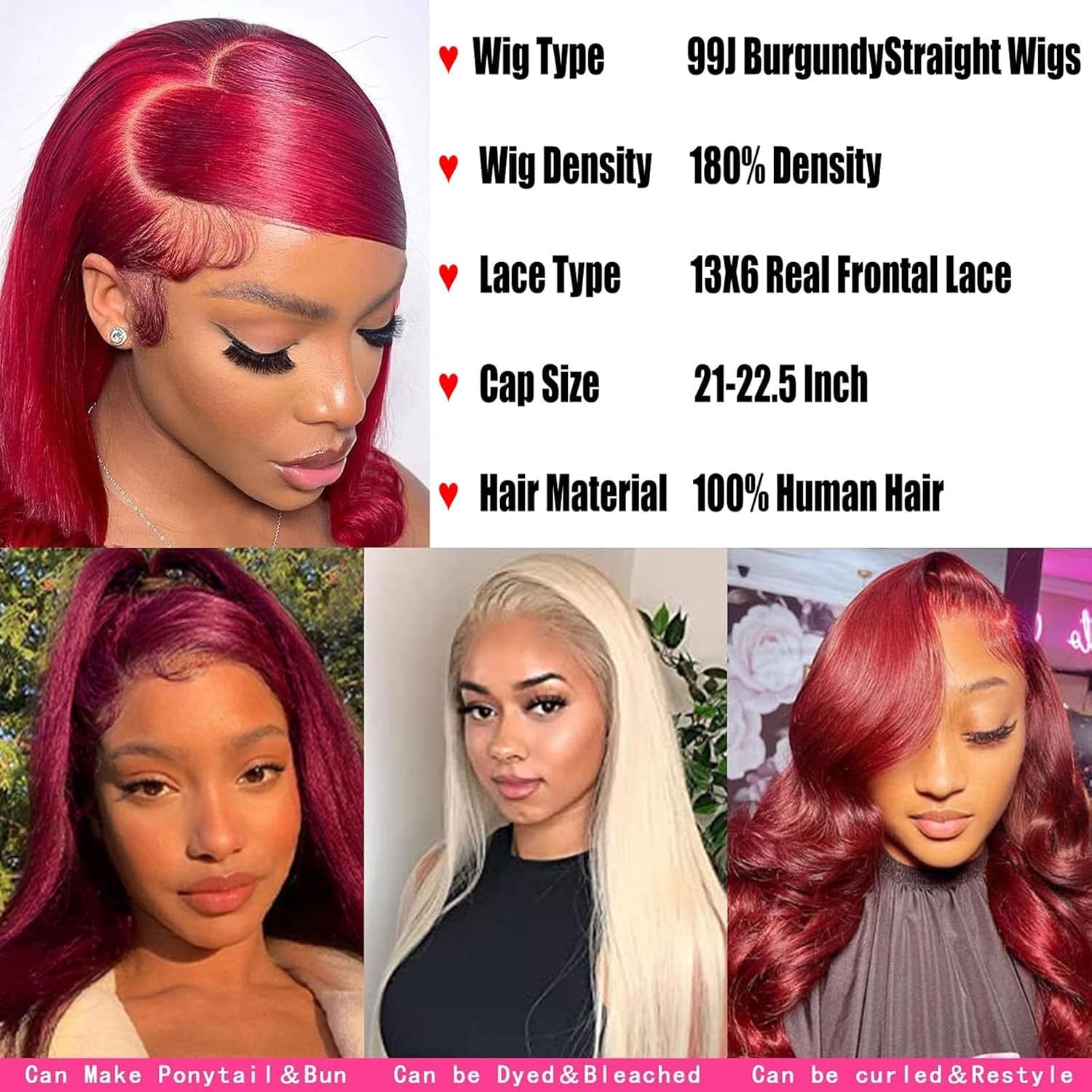 Silky Burgundy Glam Wig