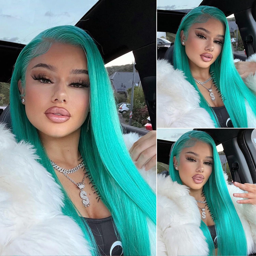 Mint Green Silky Wig