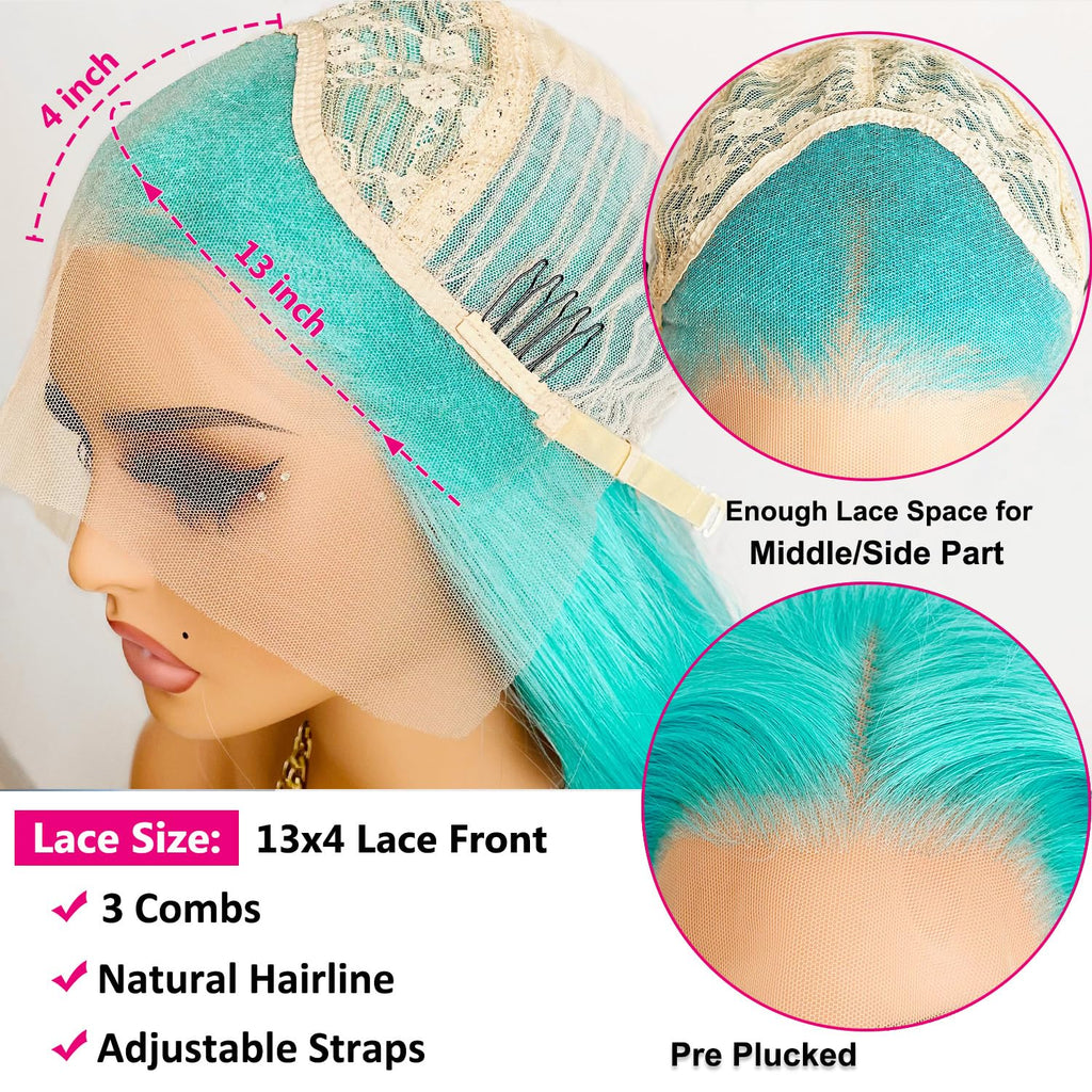 Mint Green Silky Wig