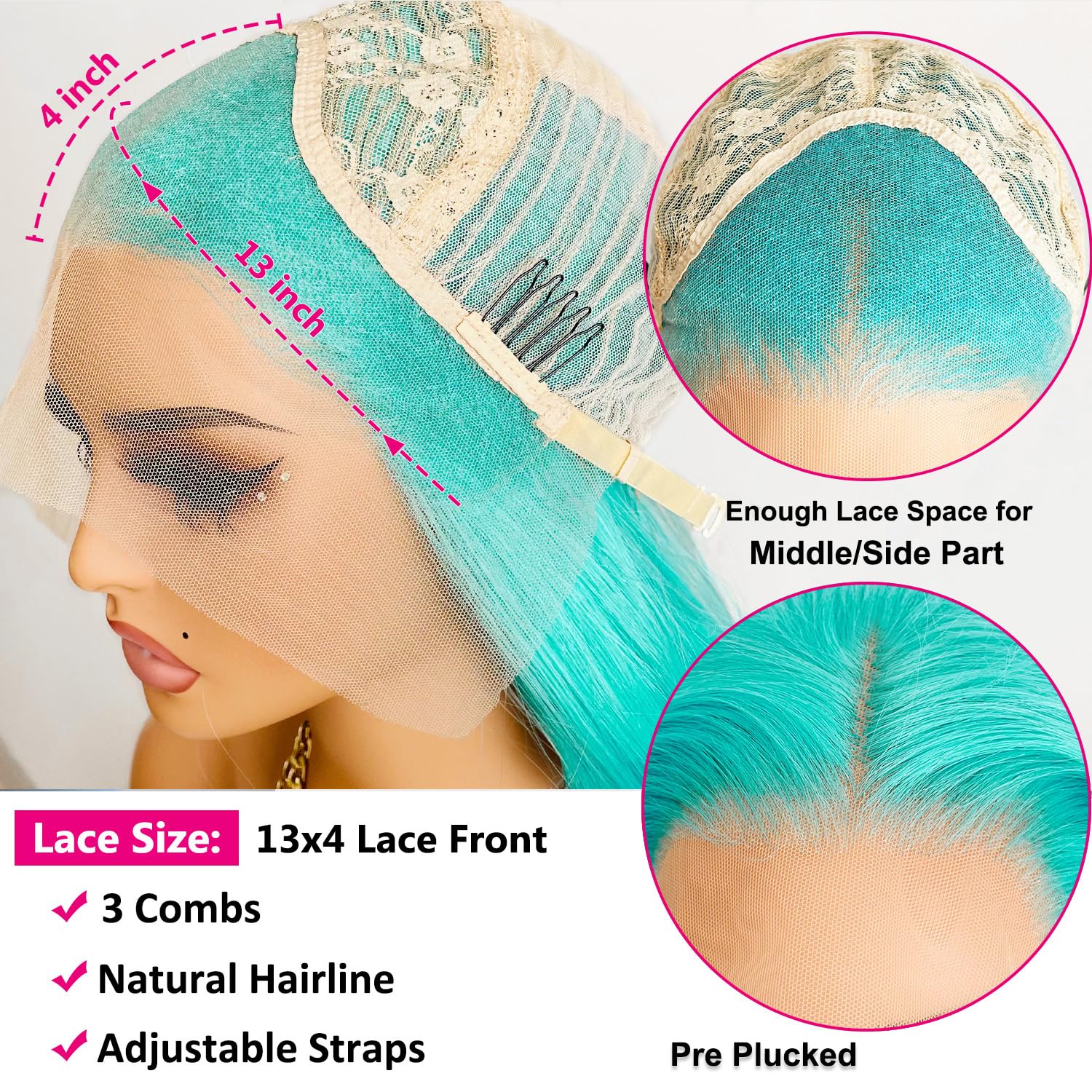 Mint Green Silky Wig